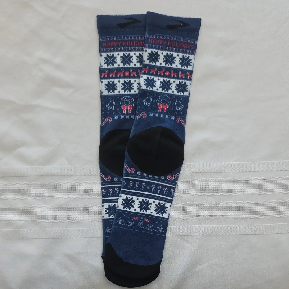 Brooks Festive Blue and Black Socks